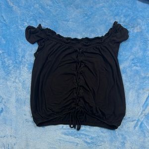 Aeropostale Black Off The Shoulder Tie Shirt